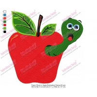 Funny Worm in Apple Embroidery Design 02